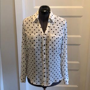 Express Portofino blouse black and white polka dot